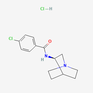 molecular formula C14H18Cl2N2O B1678930 苯甲酰胺，N-(3R)-1-氮杂双环(2.2.2)辛-3-基-4-氯代，盐酸盐(1:1) CAS No. 123464-89-1