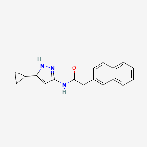 molecular formula C18H17N3O B1678931 N-(3-Cyclopropyl-1H-pyrazol-5-YL)-2-(2-naphthyl)acetamide CAS No. 326823-27-2