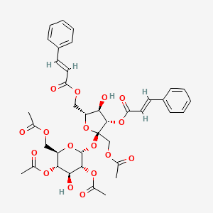 molecular formula C38H42O17 B1678943 [(2R,3R,4S,5R)-5-(acetyloxymethyl)-5-[(2R,3R,4S,5S,6R)-3,5-diacetyloxy-6-(acetyloxymethyl)-4-hydroxyoxan-2-yl]oxy-3-hydroxy-4-[(E)-3-phenylprop-2-enoyl]oxyoxolan-2-yl]methyl (E)-3-phenylprop-2-enoate CAS No. 173268-90-1