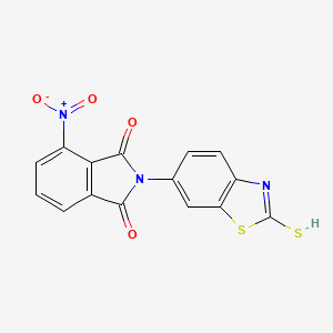 molecular formula C15H7N3O4S2 B1678949 4-Nitro-2-(2-thioxo-2,3-dihydro-1,3-benzothiazol-6-yl)-1H-isoindole-1,3(2H)-dione CAS No. 299922-10-4