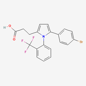 molecular formula C20H15BrF3NO2 B1678974 3-[5-(4-bromophenyl)-1-[2-(trifluoromethyl)phenyl]pyrrol-2-yl]propanoic Acid CAS No. 683808-78-8