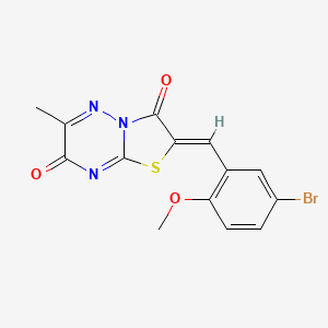 molecular formula C14H10BrN3O3S B1678976 (2Z)-2-(5-bromo-2-methoxybenzylidene)-6-methyl-7H-[1,3]thiazolo[3,2-b][1,2,4]triazine-3,7(2H)-dione CAS No. 1239513-63-3