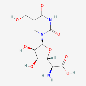molecular formula C11H15N3O8 B1678991 (2S)-2-amino-2-[(2R,3S,4R,5R)-3,4-dihydroxy-5-[5-(hydroxymethyl)-2,4-dioxopyrimidin-1-yl]oxolan-2-yl]acetic acid CAS No. 21027-33-8