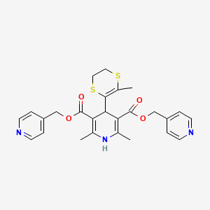 molecular formula C26H27N3O4S2 B1679018 Bis(pyridin-4-ylmethyl) 2,6-dimethyl-4-(6-methyl-2,3-dihydro-1,4-dithiin-5-yl)-1,4-dihydropyridine-3,5-dicarboxylate CAS No. 126444-09-5