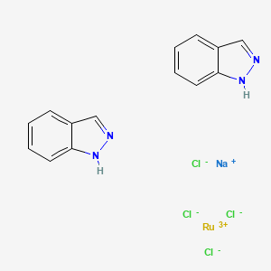 molecular formula C14H12Cl4N4NaRu B1679021 sodium;1H-indazole;ruthenium(3+);tetrachloride CAS No. 197723-00-5