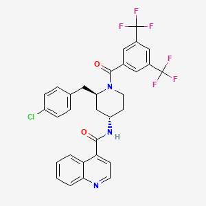 molecular formula C31H24ClF6N3O2 B1679022 N-((2R,4S)-1-(3,5-bis(trifluoromethyl)benzoyl)-2-(4-chlorobenzyl)piperidin-4-yl)quinoline-4-carboxamide CAS No. 177707-12-9