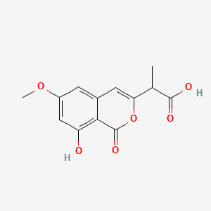 molecular formula C13H12O6 B1679030 2-(8-Hydroxy-6-methoxy-1-oxo-1H-isochromen-3-yl)propionic acid CAS No. 181427-78-1
