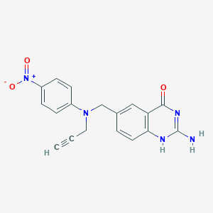 molecular formula C18H15N5O3 B1679093 2-amino-6-[(4-nitro-N-prop-2-ynylanilino)methyl]-1H-quinazolin-4-one CAS No. 123685-36-9