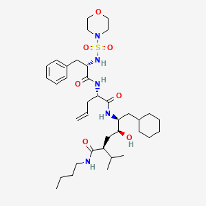 molecular formula C37H61N5O7S B1679097 (2S,4S,5S)-N-butyl-6-cyclohexyl-4-hydroxy-5-[[(2S)-2-[[(2S)-2-(morpholin-4-ylsulfonylamino)-3-phenylpropanoyl]amino]pent-4-enoyl]amino]-2-propan-2-ylhexanamide CAS No. 150351-30-7