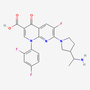 molecular formula C210H201Cl11F30N40O30 B1679103 7-[3-(1-Aminoethyl)pyrrolidin-1-yl]-1-(2,4-difluorophenyl)-6-fluoro-4-oxo-1,8-naphthyridine-3-carboxylic acid CAS No. 147208-55-7