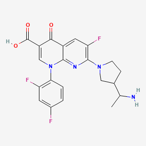 molecular formula C21H19F3N4O3 B1679103 7-[3-(1-Aminoethyl)pyrrolidin-1-yl]-1-(2,4-difluorophenyl)-6-fluoro-4-oxo-1,8-naphthyridine-3-carboxylic acid CAS No. 147208-55-7