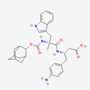 molecular formula C33H40N4O5 B1679104 (3S)-3-[[(2R)-2-(2-adamantyloxycarbonylamino)-3-(1H-indol-3-yl)-2-methylpropanoyl]amino]-4-(4-aminophenyl)butanoic acid CAS No. 149027-97-4