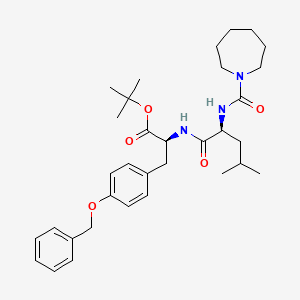 molecular formula C33H47N3O5 B1679111 L-Tyrosine, N-((hexahydro-1H-azepin-1-yl)carbonyl)-L-leucyl-O-(phenylmethyl)-, 1,1-dimethylethyl ester CAS No. 225925-12-2