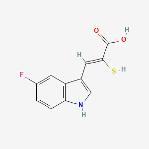 molecular formula C11H8FNO2S B1679112 3-(5-Fluoro-3-indolyl)-2-mercapto-(Z)-2-propenoic Acid CAS No. 179461-52-0