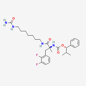 B1679119 [(1S)-2-methyl-1-phenylpropyl] N-[(2S)-1-[7-(carbamoylamino)heptylamino]-3-(2,3-difluorophenyl)-2-methyl-1-oxopropan-2-yl]carbamate CAS No. 168570-35-2