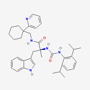 molecular formula C37H47N5O2 B1679121 (2S)-2-[[2,6-di(propan-2-yl)phenyl]carbamoylamino]-3-(1H-indol-3-yl)-2-methyl-N-[(1-pyridin-2-ylcyclohexyl)methyl]propanamide CAS No. 185215-75-2