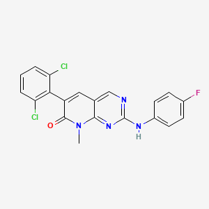 molecular formula C20H13Cl2FN4O B1679129 Pyrido(2,3-d)pyrimidin-7(8H)-one, 6-(2,6-dichlorophenyl)-2-((4-fluorophenyl)amino)-8-methyl- CAS No. 305820-76-2