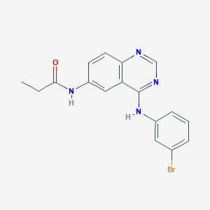 molecular formula C17H15BrN4O B1679130 N-{4-[(3-Bromophenyl)amino]quinazolin-6-Yl}propanamide CAS No. 216163-53-0