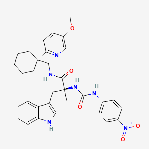molecular formula C32H36N6O5 B1679131 1H-Indole-3-propanamide, N-((1-(5-methoxy-2-pyridinyl)cyclohexyl)methyl)-alpha-methyl-alpha-((((4-nitrophenyl)amino)carbonyl)amino)-, (alphaS)- CAS No. 204067-01-6