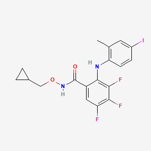 molecular formula C18H16F3IN2O2 B1679132 Benzamide, N-(cyclopropylmethoxy)-3,4,5-trifluoro-2-((4-iodo-2-methylphenyl)amino)- CAS No. 212631-61-3