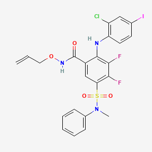 molecular formula C23H19ClF2IN3O4S B1679134 Benzamide, 2-((2-chloro-4-iodophenyl)amino)-3,4-difluoro-5-((methylphenylamino)sulfonyl)-N-(2-propen-1-yloxy)- CAS No. 285127-00-6