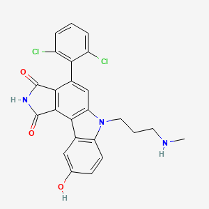 molecular formula C24H19Cl2N3O3 B1679135 4-(2,6-dichlorophenyl)-9-hydroxy-6-(3-(methylamino)propyl)pyrrolo[3,4-c]carbazole-1,3(2H,6H)-dione CAS No. 622856-21-7