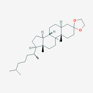 molecular formula C29H50O2 B167914 (5S,8R,9S,10S,13R,14S,17R)-10,13-Dimethyl-17-[(2R)-6-methylheptan-2-yl]spiro[1,2,4,5,6,7,8,9,11,12,14,15,16,17-tetradecahydrocyclopenta[a]phenanthrene-3,2'-1,3-dioxolane] CAS No. 1858-14-6