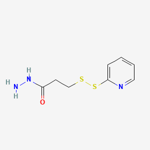 molecular formula C8H11N3OS2 B1679144 S-(2-thiopyridyl)mercaptopropionohydrazide CAS No. 115616-51-8