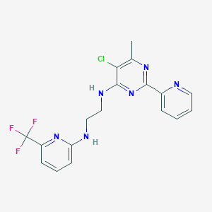 molecular formula C18H16ClF3N6 B1679239 N-[5-Chloro-6-Methyl-2-(Pyridin-2-Yl)pyrimidin-4-Yl]-N'-[6-(Trifluoromethyl)pyridin-2-Yl]ethane-1,2-Diamine CAS No. 286008-51-3