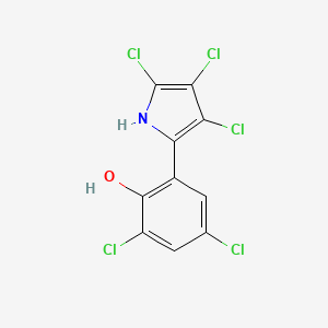 molecular formula C10H4Cl5NO B1679279 2,4-Dichloro-6-(3,4,5-Trichloro-1h-Pyrrol-2yl)phenol CAS No. 69640-38-6