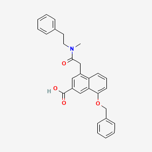 B1679309 4-(2-(Methyl(2-phenylethyl)amino)-2-oxoethyl)-8-(phenylmethoxy)-2-naphthalenecarboxylic acid CAS No. 141835-49-6