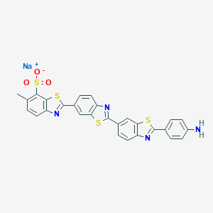 molecular formula C28H17N4NaO3S4 B167931 sodium;2-[2-[2-(4-aminophenyl)-1,3-benzothiazol-6-yl]-1,3-benzothiazol-6-yl]-6-methyl-1,3-benzothiazole-7-sulfonate CAS No. 10132-80-6