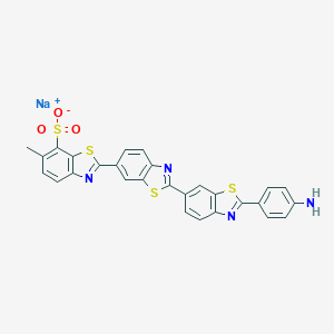 molecular formula C28H17N4NaO3S4 B167931 [2,6':2',6''-Terbenzothiazole]-7-sulfonic acid, 2''-(4-aminophenyl)-6-methyl-, monosodium salt CAS No. 10132-80-6