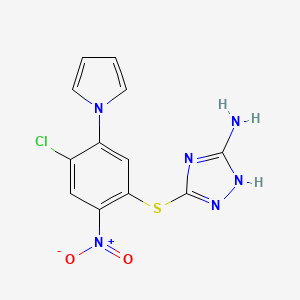molecular formula C12H9ClN6O2S B1679320 3-(4-chloro-2-nitro-5-pyrrol-1-ylphenyl)sulfanyl-1H-1,2,4-triazol-5-amine CAS No. 302901-13-9