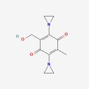 molecular formula C12H14N2O3 B1679322 2,5-Bis(aziridin-1-yl)-3-(hydroxymethyl)-6-methylcyclohexa-2,5-diene-1,4-dione CAS No. 221635-42-3