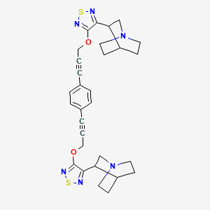 molecular formula C30H32N6O2S2 B1679354 8-[4-[3-[4-[3-[[4-(1-Azabicyclo[2.2.2]octan-8-yl)-1,2,5-thiadiazol-3-yl]oxy]prop-1-ynyl]phenyl]prop-2-ynoxy]-1,2,5-thiadiazol-3-yl]-1-azabicyclo[2.2.2]octane CAS No. 250649-29-7