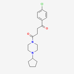 molecular formula C19H25ClN2O2 B1679358 1-(4-Chlorophenyl)-4-(4-cyclopentylpiperazin-1-yl)butane-1,4-dione CAS No. 757183-18-9