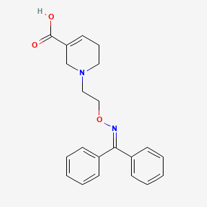 molecular formula C21H22N2O3 B1679361 3-Pyridinecarboxylic acid, 1-(2-(((diphenylmethylene)amino)oxy)ethyl)-1,2,5,6-tetrahydro- CAS No. 159094-94-7