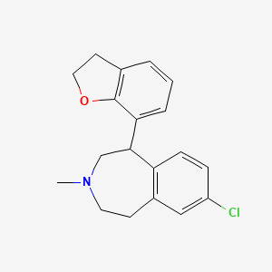molecular formula C19H20ClNO B1679379 8-Chloro-5-(2,3-dihydrobenzofuran-7-yl)-3-methyl-2,3,4,5-tetrahydro-1H-3-benzazepine CAS No. 123424-57-7