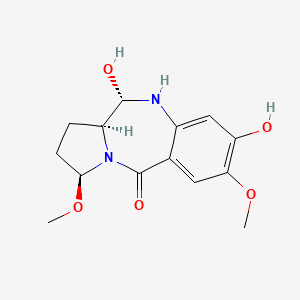molecular formula C14H18N2O5 B1679402 (6S,6As,9S)-3,6-dihydroxy-2,9-dimethoxy-5,6,6a,7,8,9-hexahydropyrrolo[2,1-c][1,4]benzodiazepin-11-one CAS No. 132035-29-1