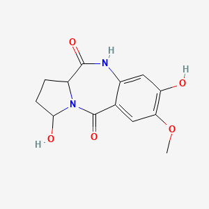 molecular formula C13H14N2O5 B1679403 3,9-Dihydroxy-2-methoxy-6a,7,8,9-tetrahydro-5H-pyrrolo[2,1-c][1,4]benzodiazepine-6,11-dione CAS No. 132138-94-4