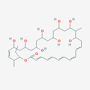 molecular formula C35H56O10 B1679405 32-Ethyl-14,16,18,20,22,24,26,28-octahydroxy-15,31-dimethyl-1-oxacyclodotriaconta-3,5,7,9,11,29-hexaen-2-one CAS No. 154396-73-3