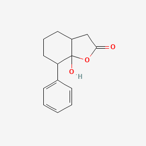 molecular formula C14H16O3 B1679408 7a-Hydroxy-7-phenyl-3,3a,4,5,6,7-hexahydro-1-benzofuran-2-one CAS No. 92251-80-4
