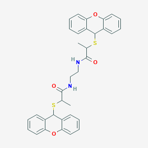 molecular formula C34H32N2O4S2 B1679413 2-(9H-xanthen-9-ylsulfanyl)-N-{2-[2-(9H-xanthen-9-ylsulfanyl)-propionylamino]-ethyl}-propionamide CAS No. 947508-41-0