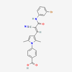 B1679420 4-[3-[(E)-3-(3-bromoanilino)-2-cyano-3-oxoprop-1-enyl]-2,5-dimethylpyrrol-1-yl]benzoic acid CAS No. 359600-10-5