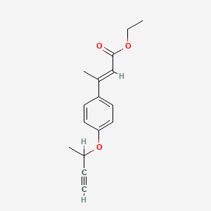molecular formula C16H18O3 B1679422 Ethyl-beta-methyl-4-(1-methyl-2-propynyloxy)cinnamate CAS No. 87979-81-5