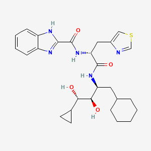 molecular formula C27H35N5O4S B1679425 N-[(1R)-2-[[(1S,2R,3S)-1-(Cyclohexylmethyl)-3-cyclopropyl-2,3-dihydroxypropyl]amino]-2-oxo-1-(thiazol-4-ylmethyl)ethyl]-1H-benzo[D]imidazole-2-carboxamide CAS No. 134362-79-1