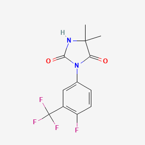 molecular formula C12H10F4N2O2 B1679441 3-(4-Fluoro-3-(trifluoromethyl)phenyl)-5,5-dimethylimidazolidine-2,4-dione CAS No. 70842-04-5