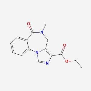 molecular formula C15H15N3O3 B1679444 4H-Imidazo(1,5-a)(1,4)benzodiazepine-3-carboxylic acid, 5,6-dihydro-5-methyl-6-oxo-, ethyl ester CAS No. 78756-03-3