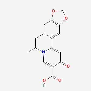 molecular formula C16H13NO5 B1679445 6-Methyl-2-oxo-6,7-dihydro-[1,3]benzodioxolo[5,6-a]quinolizine-3-carboxylic acid CAS No. 100891-41-6